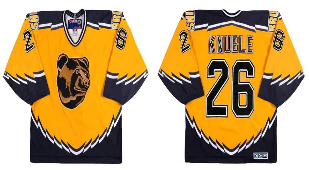 2019 Men Boston Bruins 26 Knuble Yellow CCM NHL jerseys